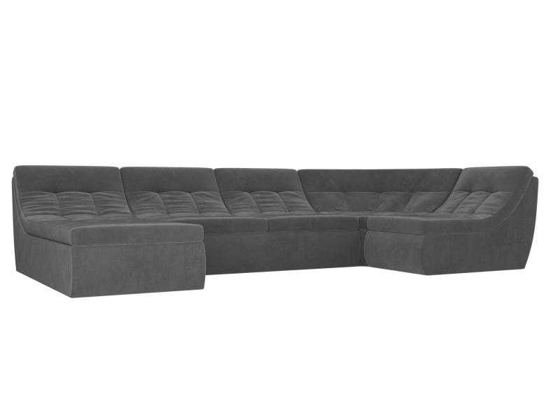 П-образный модульный диван Холидей Велюр Серый