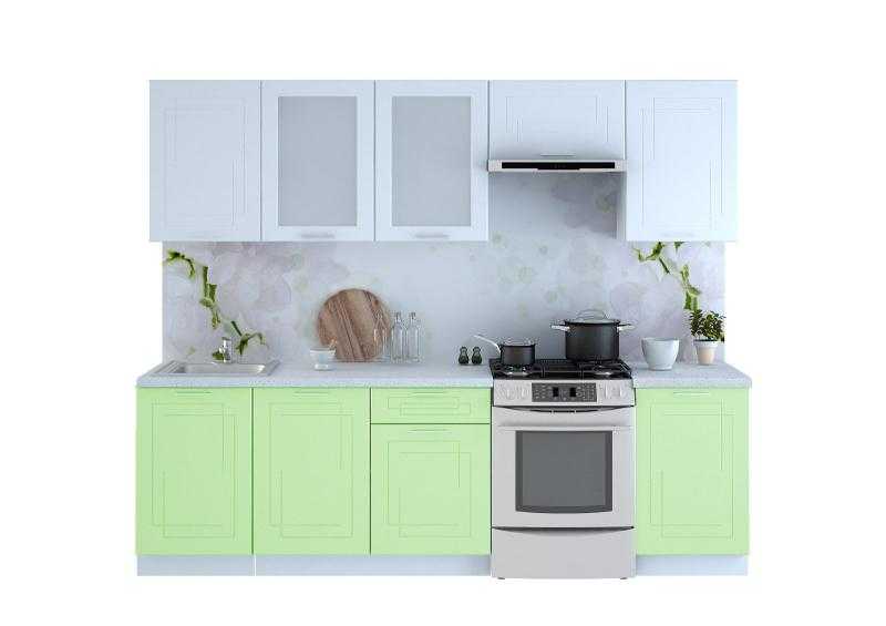 Кухня Вега Зеленый металлик/Белый металлик 2,6 м
