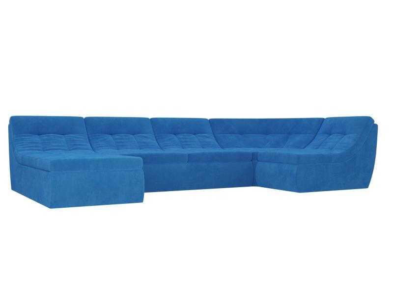 П-образный модульный диван Холидей Велюр Синий
