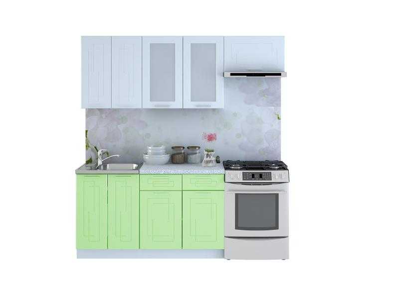 Кухня Вега Зеленый металлик/Белый металлик 2,0 м