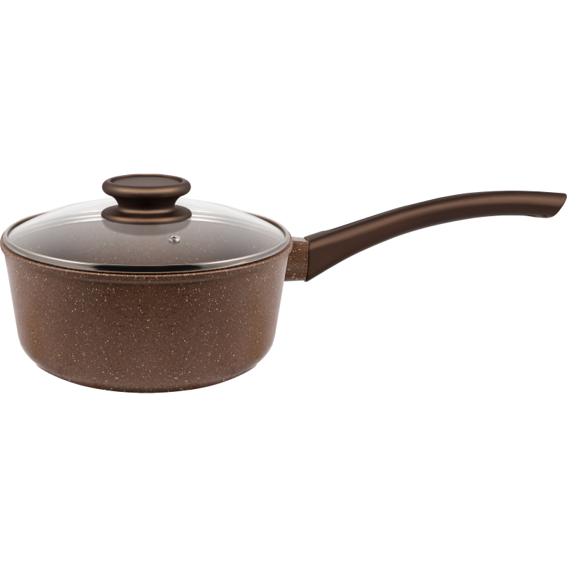Ковш MAUNFELD CARMEL MF18CRM01SP из литого алюминия со стеклянной крышкой, 18 см, 1,6 л