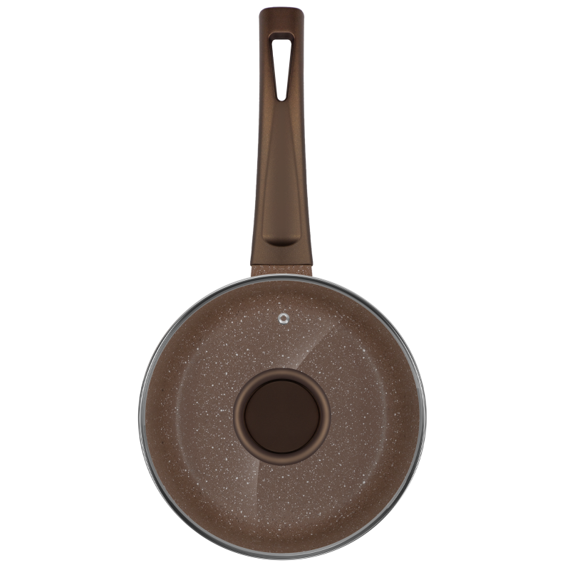 Ковш MAUNFELD CARMEL MF18CRM01SP из литого алюминия со стеклянной крышкой, 18 см, 1,6 л